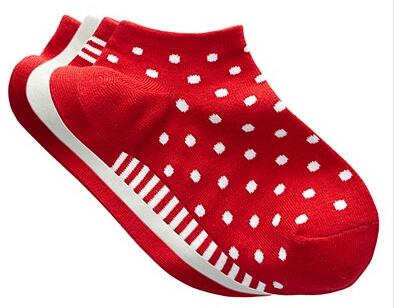 凡客女士船袜-精梳棉莱卡(4双装)红白色组